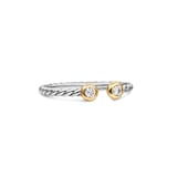 David Yurman Cable Open Round Ring In Sterling Silver With 14ct Yellow Gold And Diamonds, 1.7mm - Ring Size Q