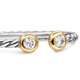 David Yurman Cable Open Round Ring In Sterling Silver With 14ct Yellow Gold And Diamonds, 1.7mm - Ring Size Q