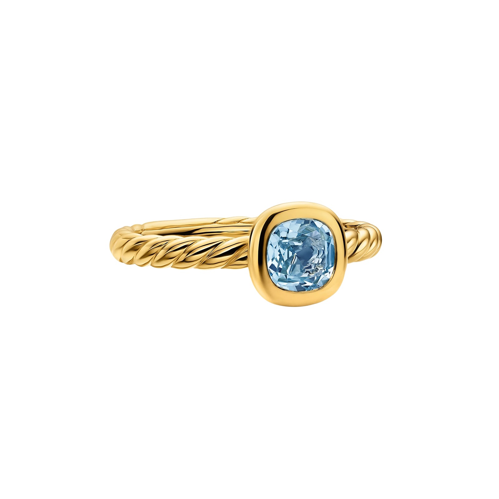 David Yurman DY Mercer® Colour Cable Ring In 18ct Yellow Gold With Sky Blue Topaz, 5.5mm - Ring Size 6 David Yurman DY Mercer® Colour Cable Ring In 18ct Yellow Gold With Sky Blue Topaz, 5.5mm - Ring Size 6