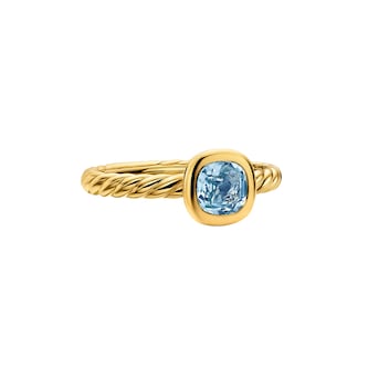 David Yurman DY Mercer® Colour Cable Ring In 18ct Yellow Gold With Sky Blue Topaz, 5.5mm - Ring Size 6 David Yurman DY Mercer® Colour Cable Ring In 18ct Yellow Gold With Sky Blue Topaz, 5.5mm - Ring Size 6