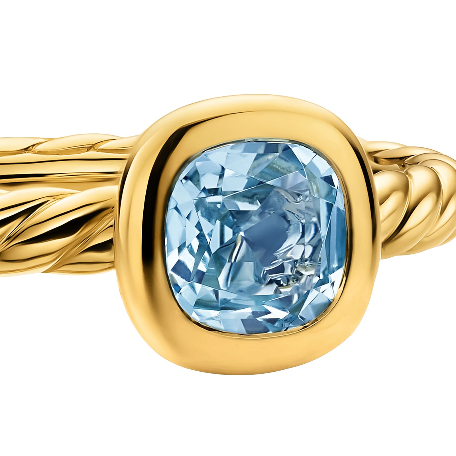 David Yurman DY Mercer® Colour Cable Ring In 18ct Yellow Gold With Sky Blue Topaz, 5.5mm - Ring Size 6 David Yurman DY Mercer® Colour Cable Ring In 18ct Yellow Gold With Sky Blue Topaz, 5.5mm - Ring Size 6