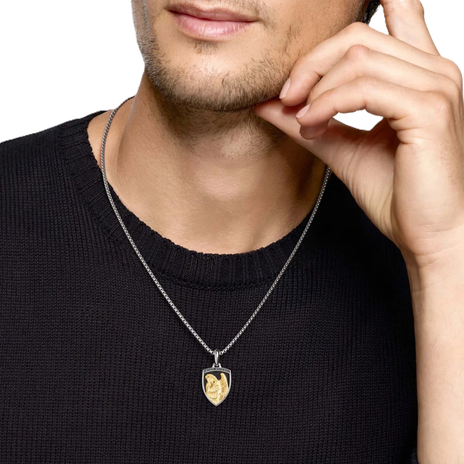 David Yurman St. Michael Amulet In Sterling Silver With 14ct Yellow Gold, 26mm