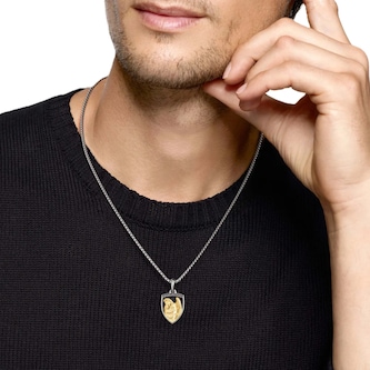 David Yurman St. Michael Amulet In Sterling Silver With 14ct Yellow Gold, 26mm David Yurman St. Michael Amulet In Sterling Silver With 14ct Yellow Gold, 26mm