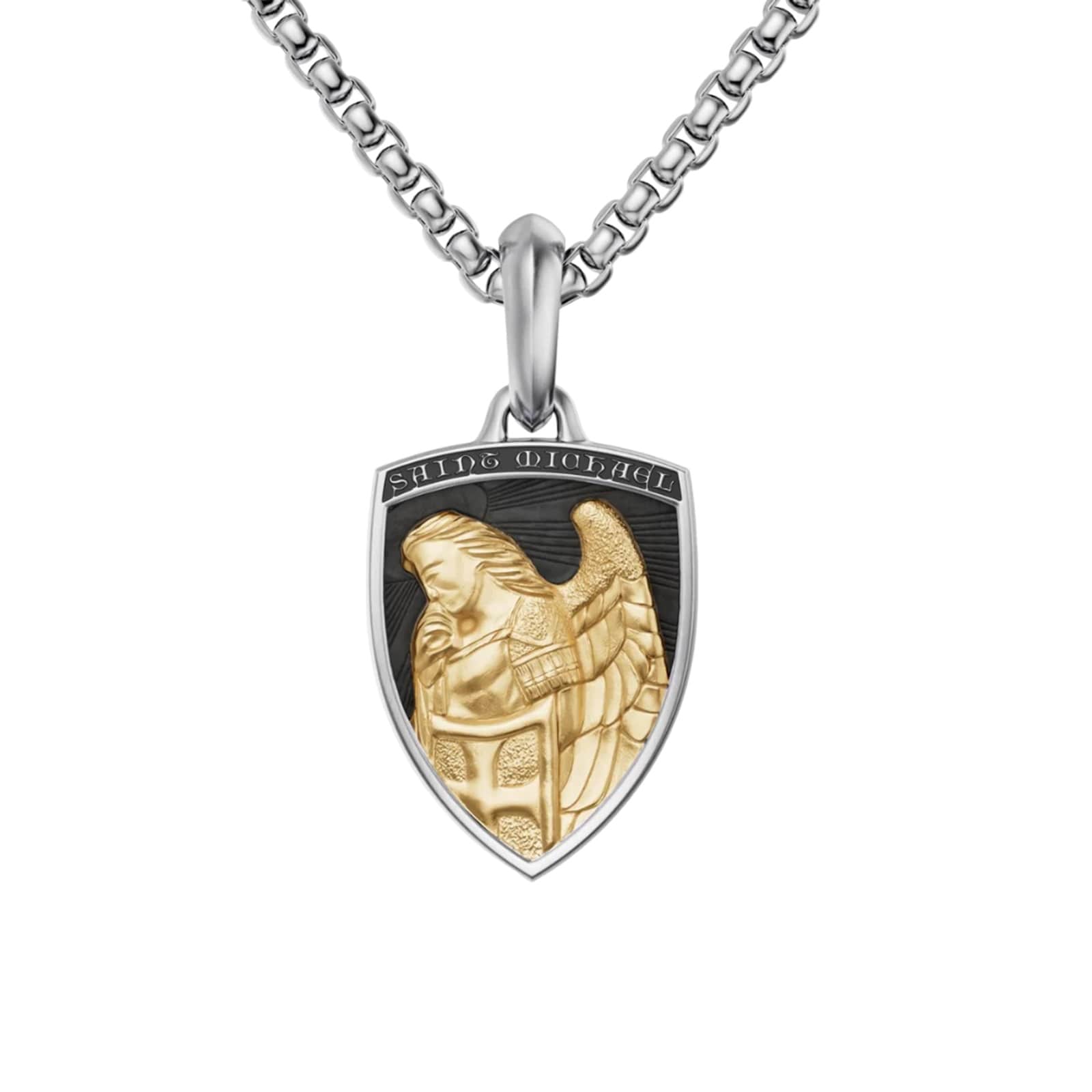 David Yurman St. Michael Amulet In Sterling Silver With 14ct Yellow Gold, 26mm David Yurman St. Michael Amulet In Sterling Silver With 14ct Yellow Gold, 26mm
