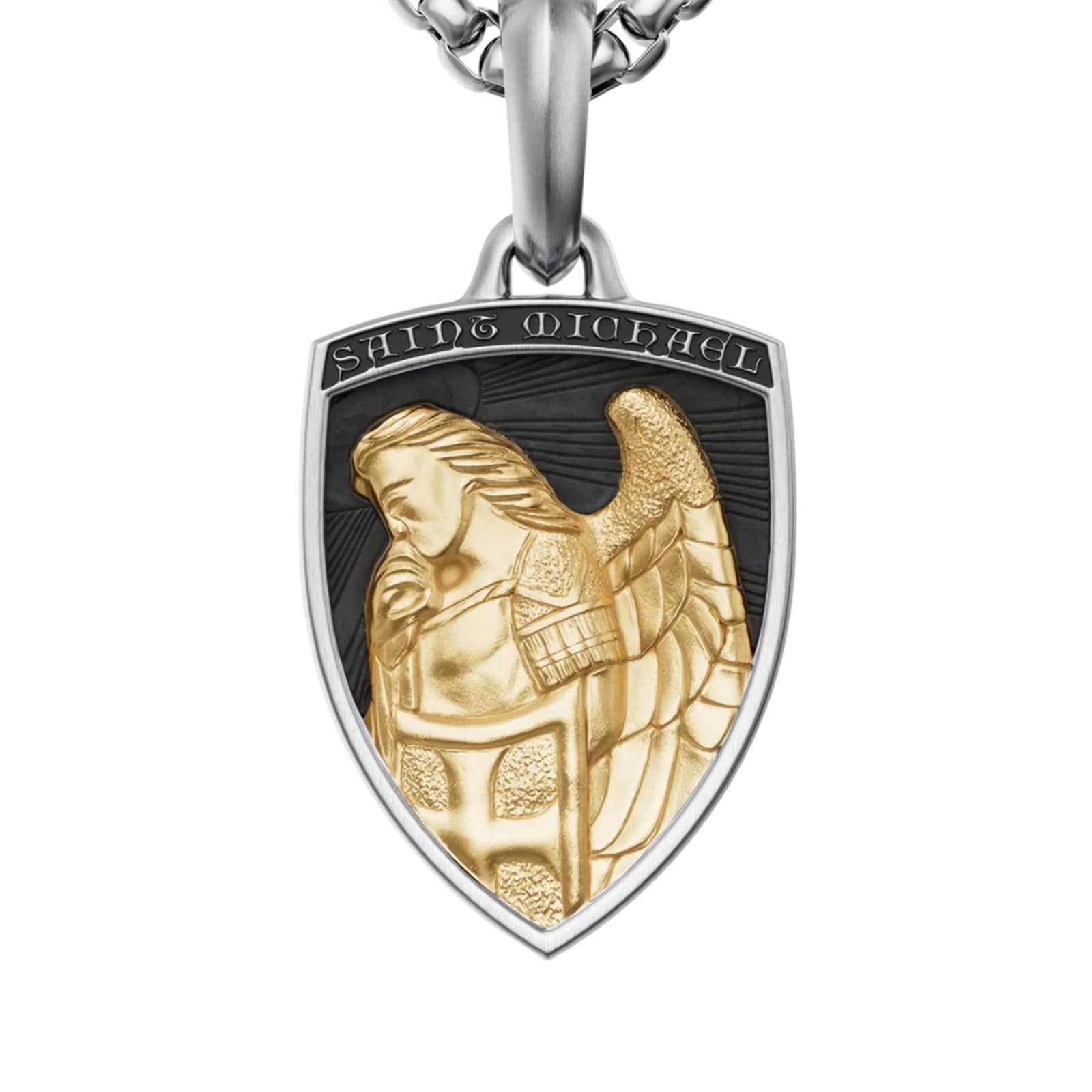David Yurman St. Michael Amulet In Sterling Silver With 14ct Yellow Gold, 26mm David Yurman St. Michael Amulet In Sterling Silver With 14ct Yellow Gold, 26mm