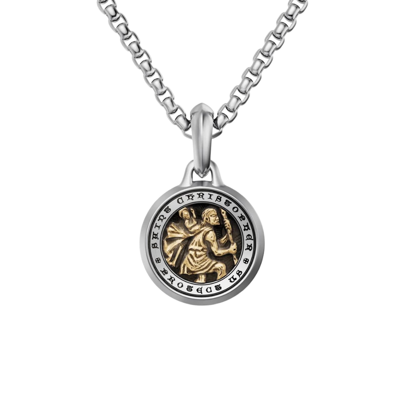 David Yurman St. Christopher Amulet In Sterling Silver And 14ct Yellow Gold, 21.2mm David Yurman St. Christopher Amulet In Sterling Silver And 14ct Yellow Gold, 21.2mm