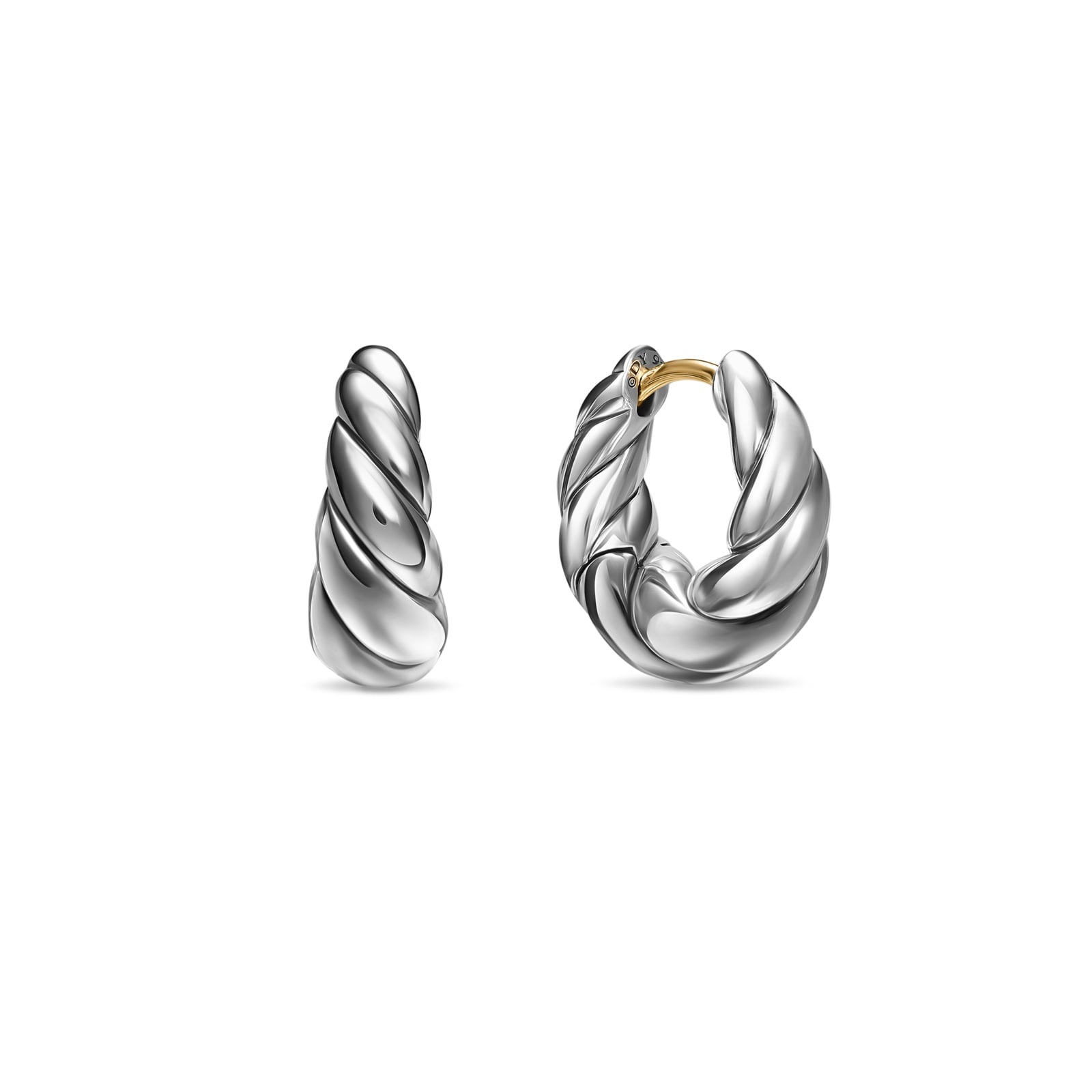 David Yurman Sculpted Cable Tapered Hoop Earrings In Sterling Silver, 15.7mm David Yurman Sculpted Cable Tapered Hoop Earrings In Sterling Silver, 15.7mm