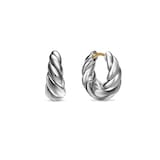 David Yurman Sculpted Cable Tapered Hoop Earrings In Sterling Silver, 15.7mm