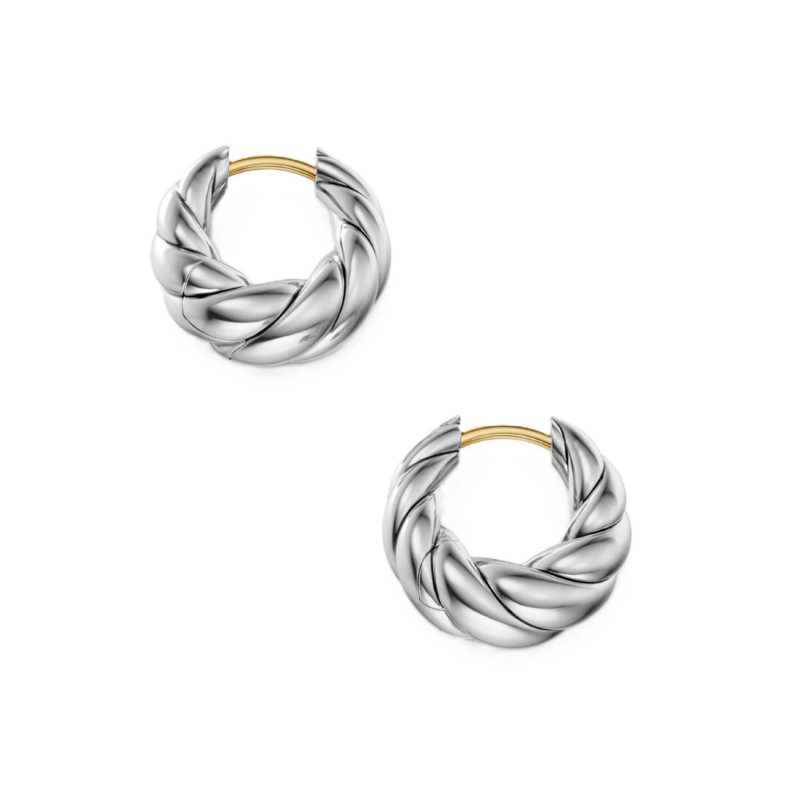 David Yurman Sculpted Cable Tapered Hoop Earrings In Sterling Silver, 15.7mm David Yurman Sculpted Cable Tapered Hoop Earrings In Sterling Silver, 15.7mm