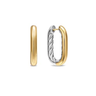 David Yurman DY Madison® Smooth Hoop Earrings In Sterling Silver with 14ct Yellow Gold, 24.3mm David Yurman DY Madison® Smooth Hoop Earrings In Sterling Silver with 14ct Yellow Gold, 24.3mm