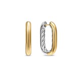 David Yurman DY Madison® Smooth Hoop Earrings In Sterling Silver with 14ct Yellow Gold, 24.3mm