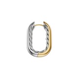David Yurman DY Madison® Smooth Hoop Earrings In Sterling Silver with 14ct Yellow Gold, 24.3mm