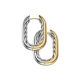 David Yurman DY Madison® Smooth Hoop Earrings In Sterling Silver with 14ct Yellow Gold, 24.3mm