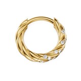 David Yurman Petite Pave Hoop Earrings In 18ct Yellow Gold With Diamonds, 10mm