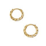 David Yurman Petite Pave Hoop Earrings In 18ct Yellow Gold With Diamonds, 10mm