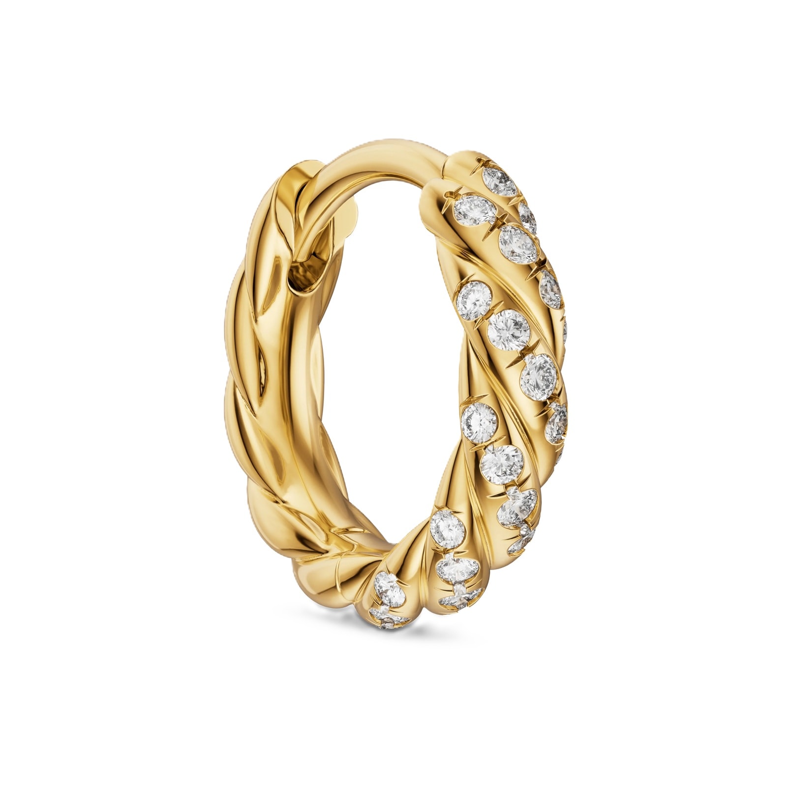 David Yurman Petite Pave Hoop Earrings In 18ct Yellow Gold With Diamonds, 10mm David Yurman Petite Pave Hoop Earrings In 18ct Yellow Gold With Diamonds, 10mm