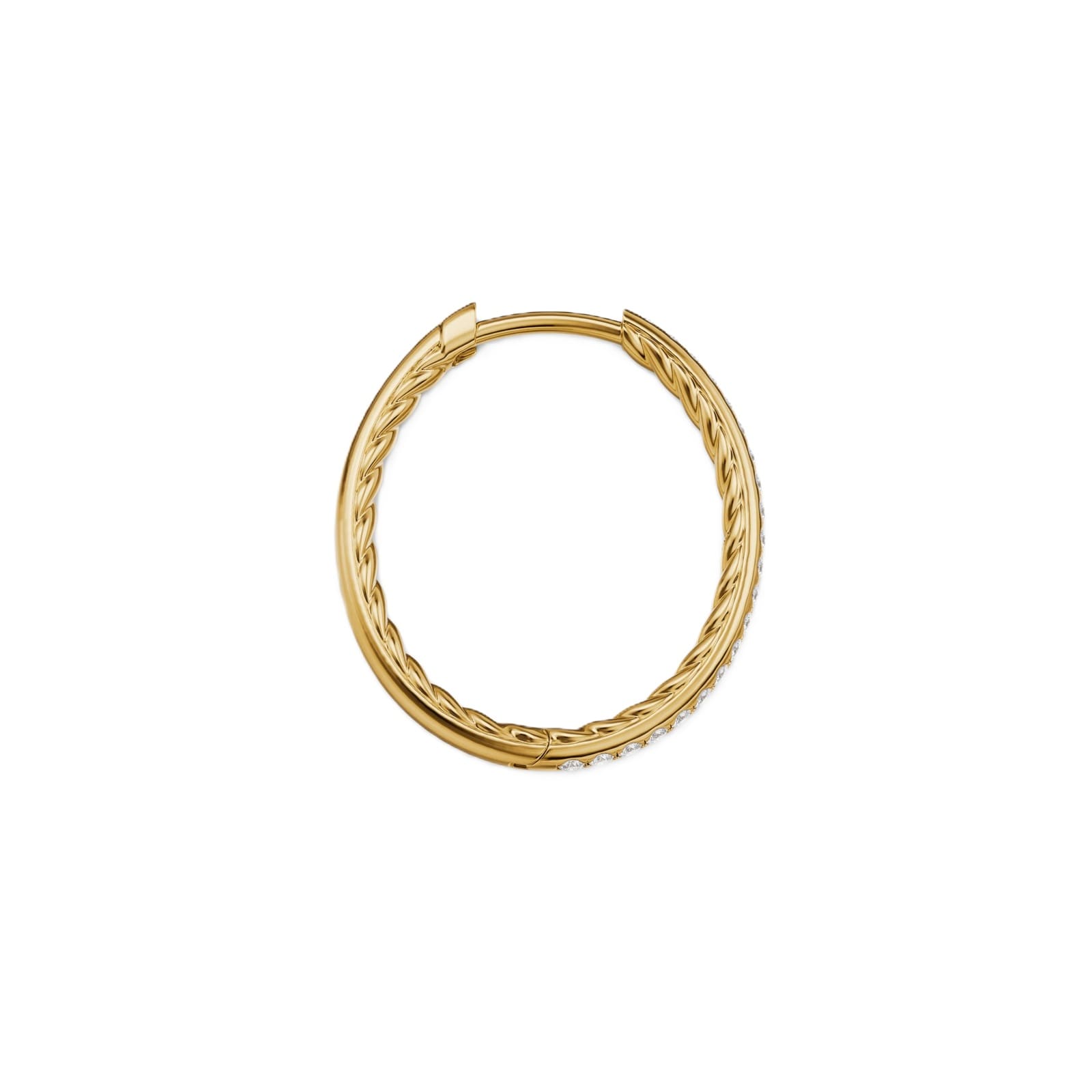 David Yurman Petite Pave Hoop Earrings In 18ct Yellow Gold With Diamonds, 19.3mm David Yurman Petite Pave Hoop Earrings In 18ct Yellow Gold With Diamonds, 19.3mm