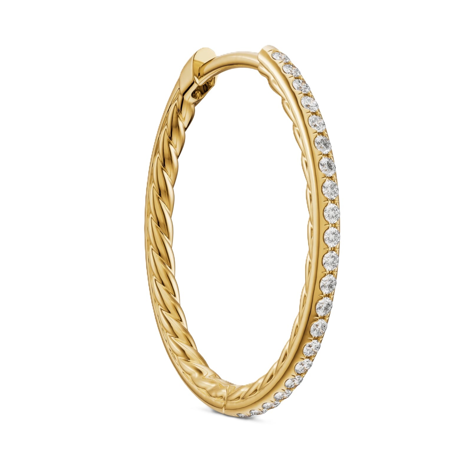 David Yurman Petite Pave Hoop Earrings In 18ct Yellow Gold With Diamonds, 19.3mm David Yurman Petite Pave Hoop Earrings In 18ct Yellow Gold With Diamonds, 19.3mm