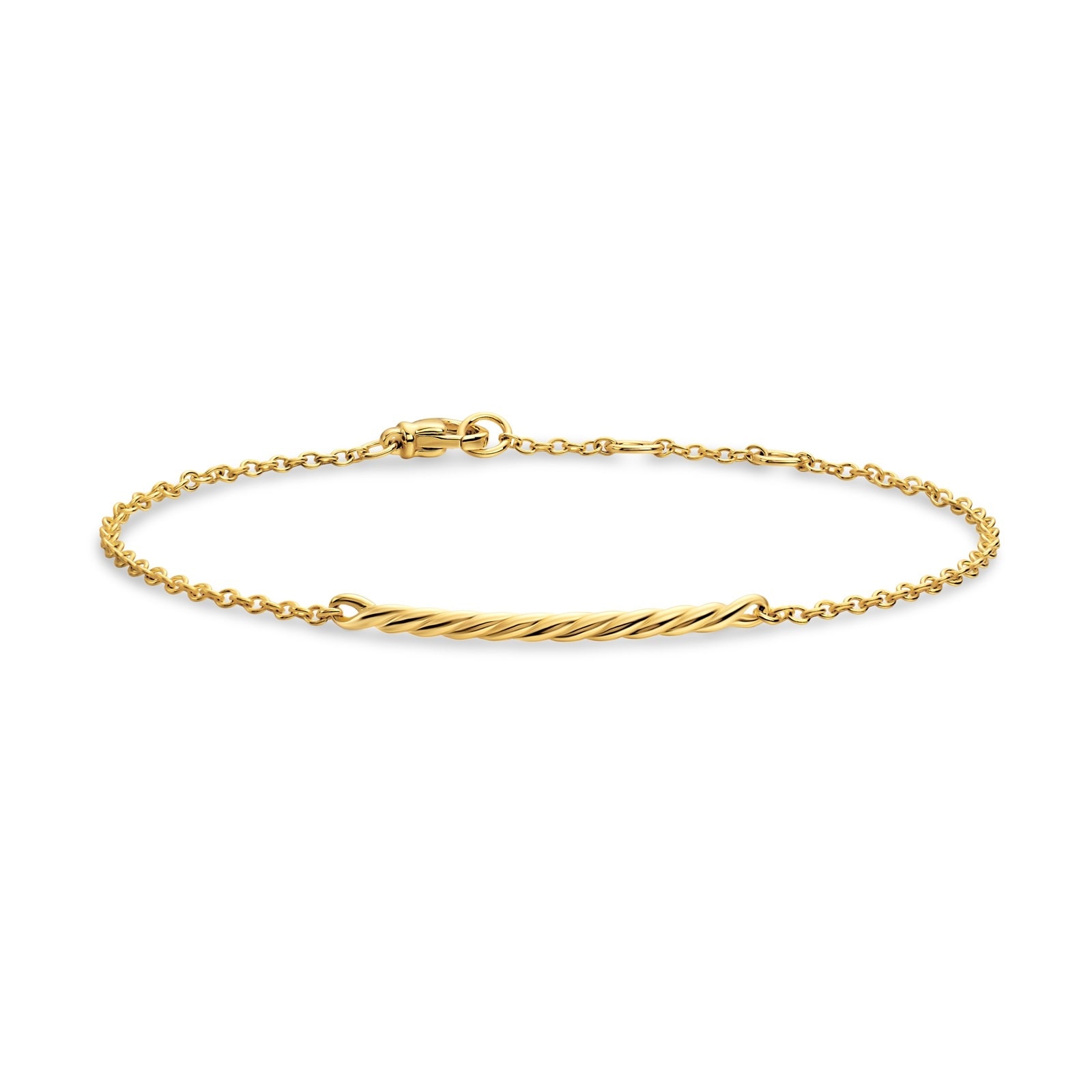 David Yurman Sculpted Cable Bar Chain Bracelet In 18ct Yellow Gold, 2mm David Yurman Sculpted Cable Bar Chain Bracelet In 18ct Yellow Gold, 2mm