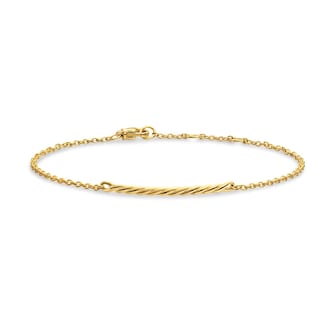 David Yurman Sculpted Cable Bar Chain Bracelet In 18ct Yellow Gold, 2mm David Yurman Sculpted Cable Bar Chain Bracelet In 18ct Yellow Gold, 2mm