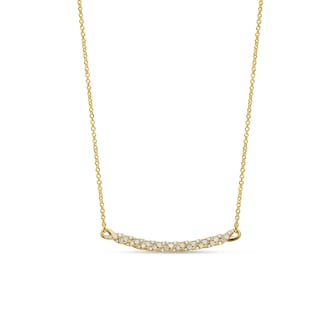 David Yurman Sculpted Cable Bar Necklace In 18ct Yellow Gold With Diamonds, 2.7mm David Yurman Sculpted Cable Bar Necklace In 18ct Yellow Gold With Diamonds, 2.7mm