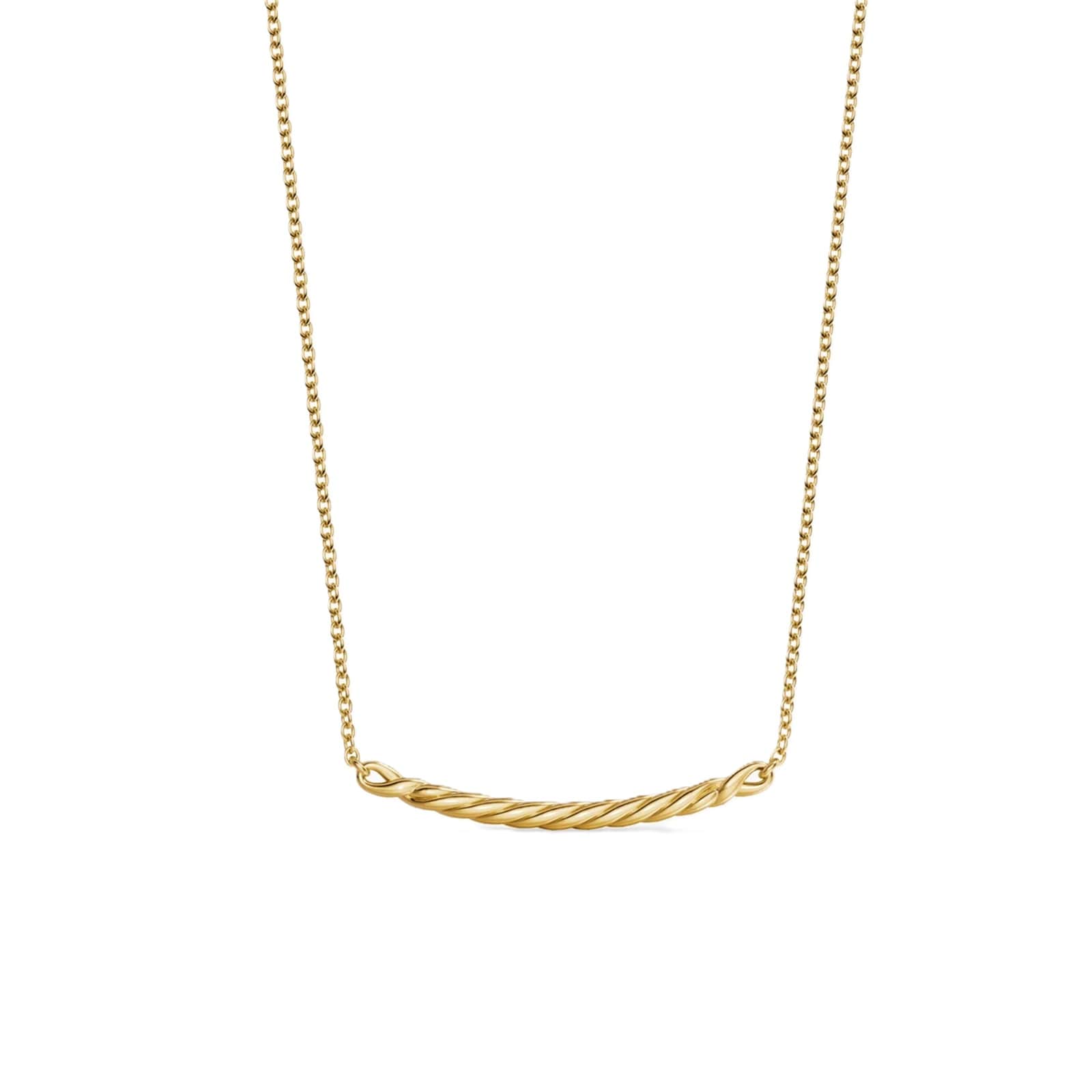 David Yurman Sculpted Cable Bar Necklace In 18ct Yellow Gold With Diamonds, 2.7mm David Yurman Sculpted Cable Bar Necklace In 18ct Yellow Gold With Diamonds, 2.7mm