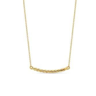 David Yurman Sculpted Cable Bar Necklace In 18ct Yellow Gold, 2.7mm David Yurman Sculpted Cable Bar Necklace In 18ct Yellow Gold, 2.7mm