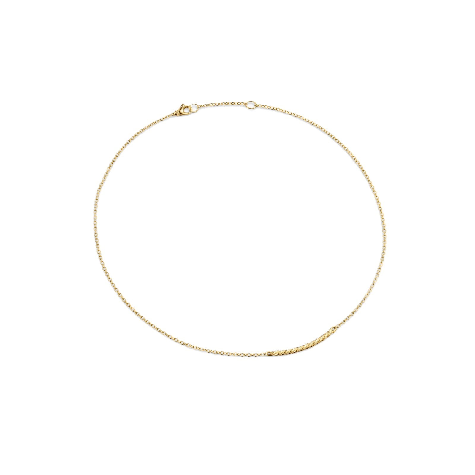 David Yurman Sculpted Cable Bar Necklace In 18ct Yellow Gold, 2.7mm David Yurman Sculpted Cable Bar Necklace In 18ct Yellow Gold, 2.7mm