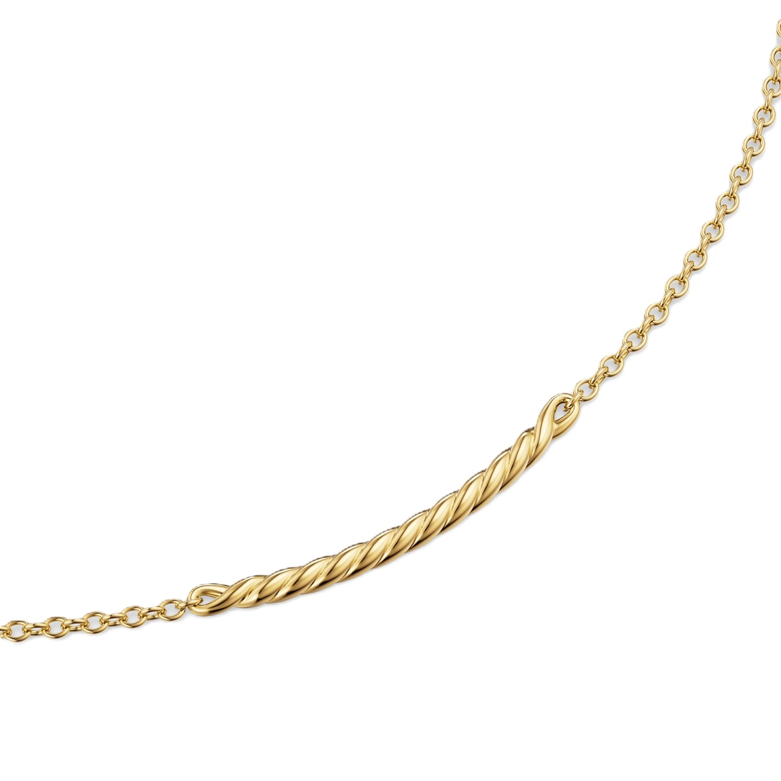David Yurman Sculpted Cable Bar Necklace In 18ct Yellow Gold, 2.7mm David Yurman Sculpted Cable Bar Necklace In 18ct Yellow Gold, 2.7mm