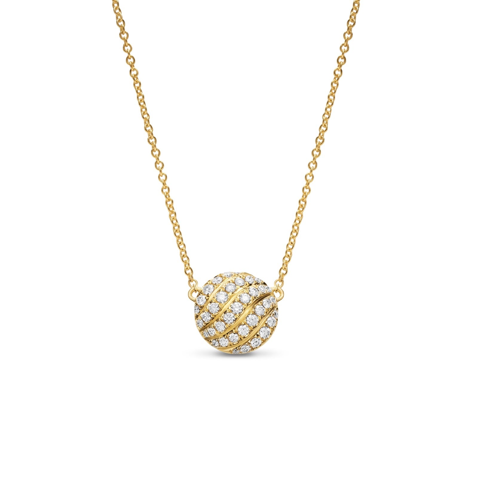 David Yurman Sculpted Cable Pendant Necklace In 18ct Yellow Gold With Diamonds, 10mm David Yurman Sculpted Cable Pendant Necklace In 18ct Yellow Gold With Diamonds, 10mm