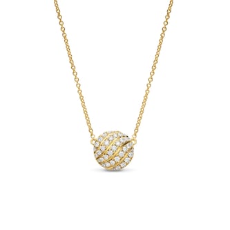 David Yurman Sculpted Cable Pendant Necklace In 18ct Yellow Gold With Diamonds, 10mm David Yurman Sculpted Cable Pendant Necklace In 18ct Yellow Gold With Diamonds, 10mm