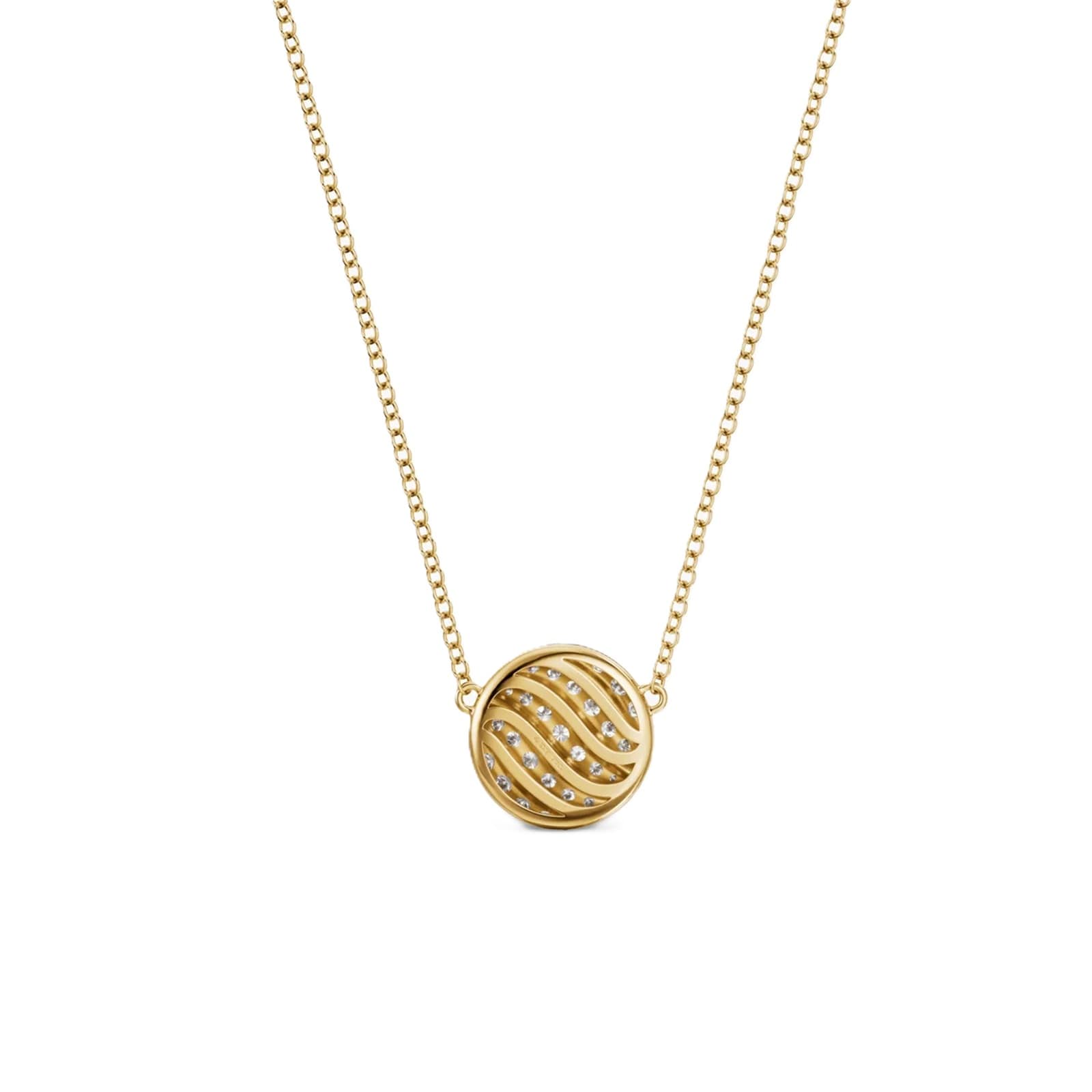David Yurman Sculpted Cable Pendant Necklace In 18ct Yellow Gold With Diamonds, 10mm David Yurman Sculpted Cable Pendant Necklace In 18ct Yellow Gold With Diamonds, 10mm