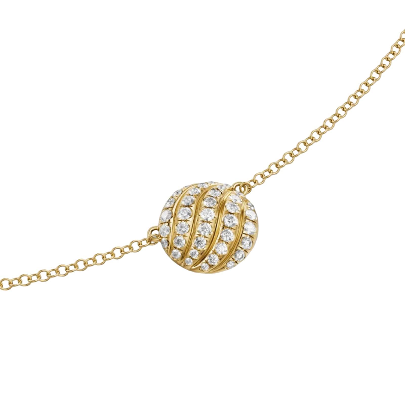 David Yurman Sculpted Cable Pendant Necklace In 18ct Yellow Gold With Diamonds, 10mm David Yurman Sculpted Cable Pendant Necklace In 18ct Yellow Gold With Diamonds, 10mm