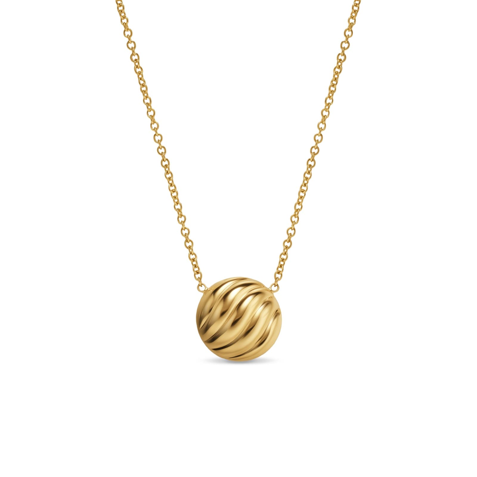 David Yurman Sculpted Cable Pendant Necklace In 18ct Yellow Gold, 10mm David Yurman Sculpted Cable Pendant Necklace In 18ct Yellow Gold, 10mm
