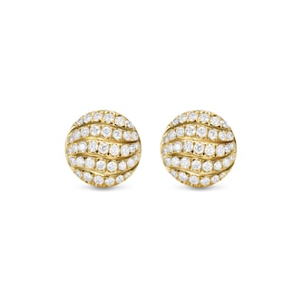 David Yurman Sculpted Cable Stud Earrings In 18ct Yellow Gold With Diamonds, 9mm David Yurman Sculpted Cable Stud Earrings In 18ct Yellow Gold With Diamonds, 9mm