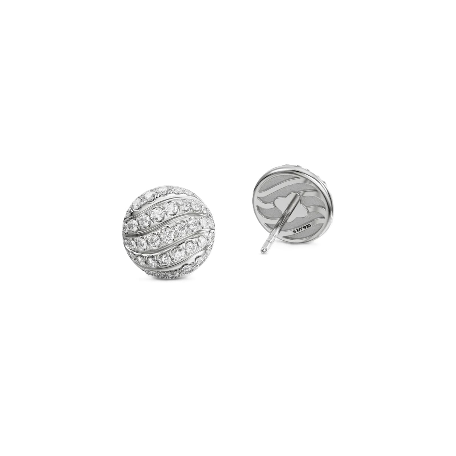David Yurman Sculpted Cable Stud Earrings In Sterling Silver With Diamonds, 9mm David Yurman Sculpted Cable Stud Earrings In Sterling Silver With Diamonds, 9mm