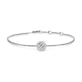 David Yurman Sculpted Cable Centre Station Chain Bracelet In Sterling Silver With Diamonds, 10mm