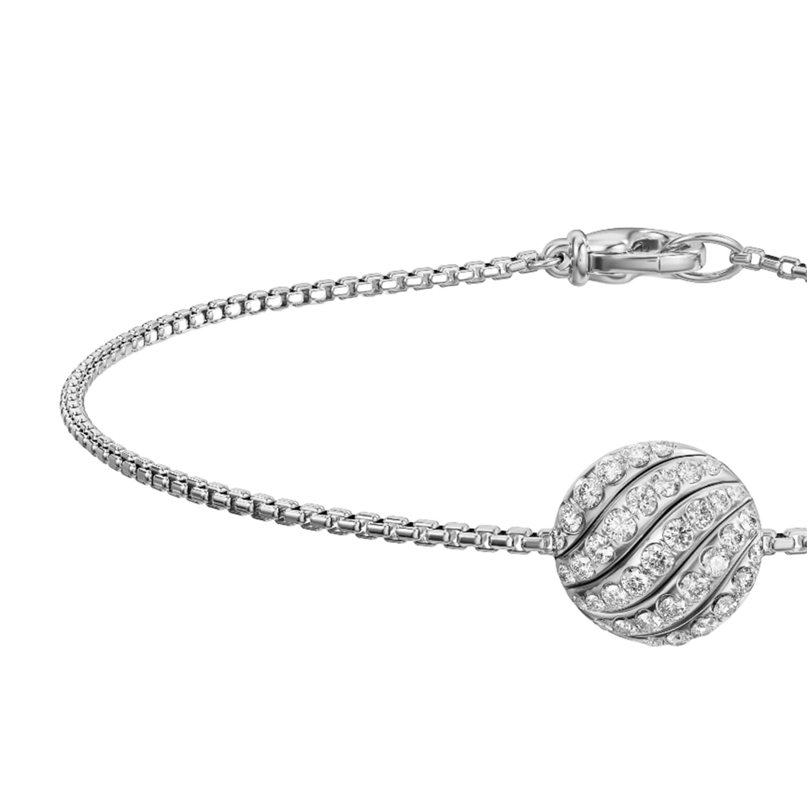 David Yurman Sculpted Cable Centre Station Chain Bracelet In Sterling Silver With Diamonds, 10mm
