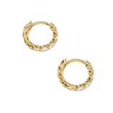 David Yurman Petite Pave Hoop Earrings in 18ct Yellow Gold With Diamonds, 10.2mm