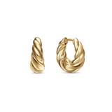 David Yurman Sculpted Cable Tapered Hoop Earrings In 18ct Yellow Gold, 15.7mm