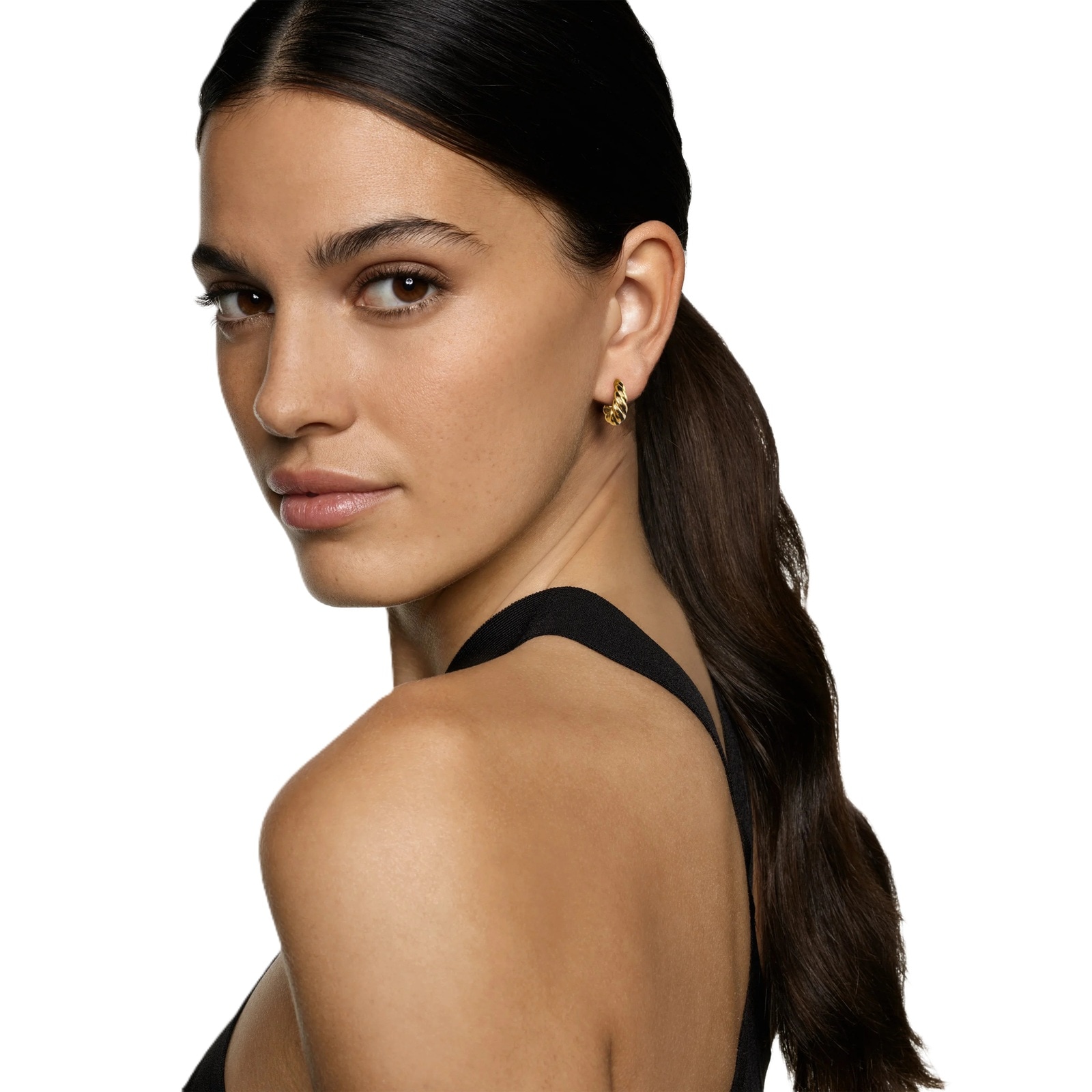 David Yurman Sculpted Cable Tapered Hoop Earrings In 18ct Yellow Gold, 15.7mm
