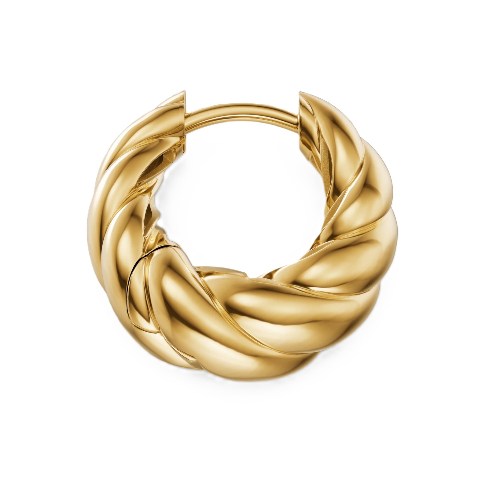 David Yurman Sculpted Cable Tapered Hoop Earrings In 18ct Yellow Gold, 15.7mm David Yurman Sculpted Cable Tapered Hoop Earrings In 18ct Yellow Gold, 15.7mm
