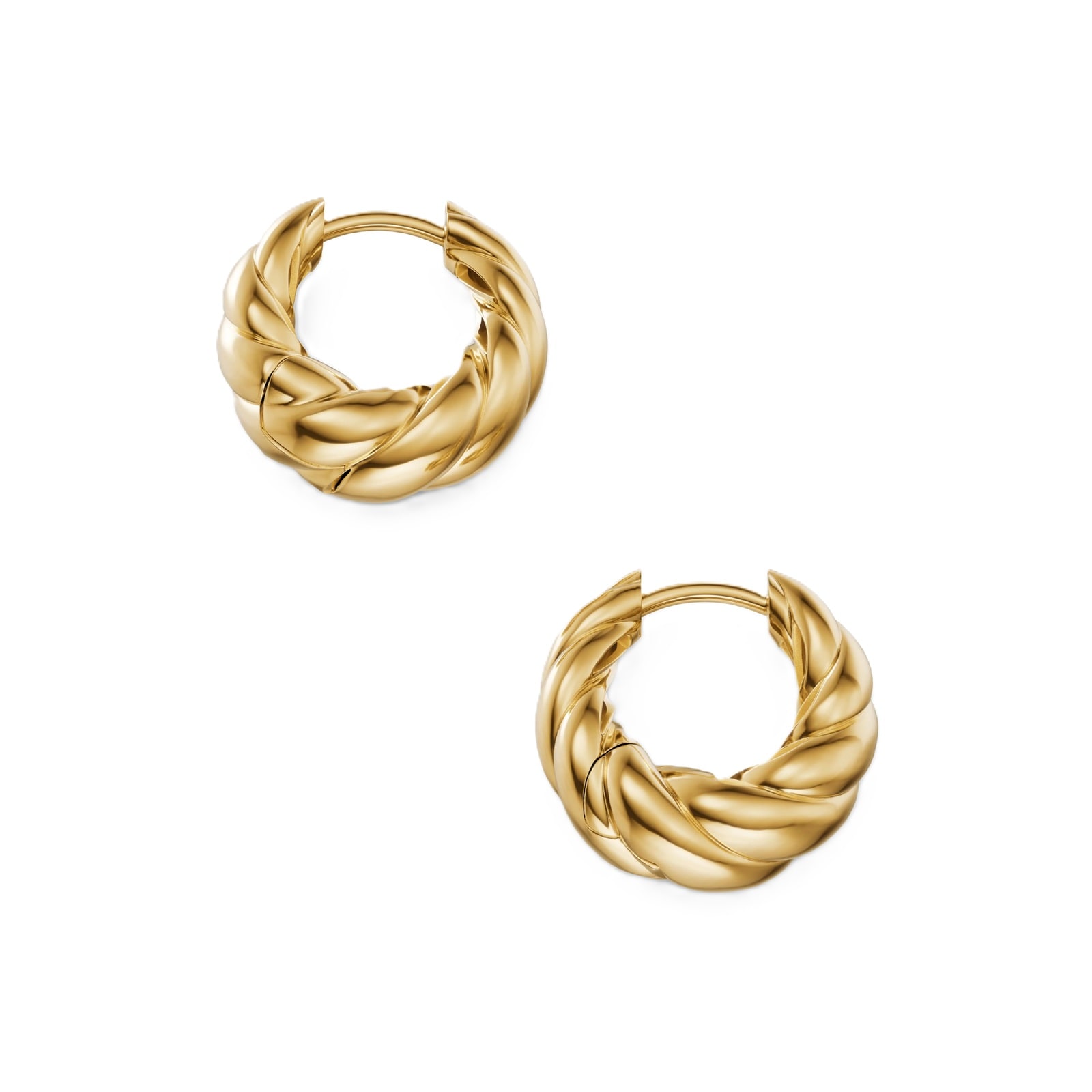 David Yurman Sculpted Cable Tapered Hoop Earrings In 18ct Yellow Gold, 15.7mm David Yurman Sculpted Cable Tapered Hoop Earrings In 18ct Yellow Gold, 15.7mm
