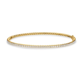 David Yurman Micro Pave Bracelet In 18ct Yellow Gold With Diamonds, 2mm - Size Medium