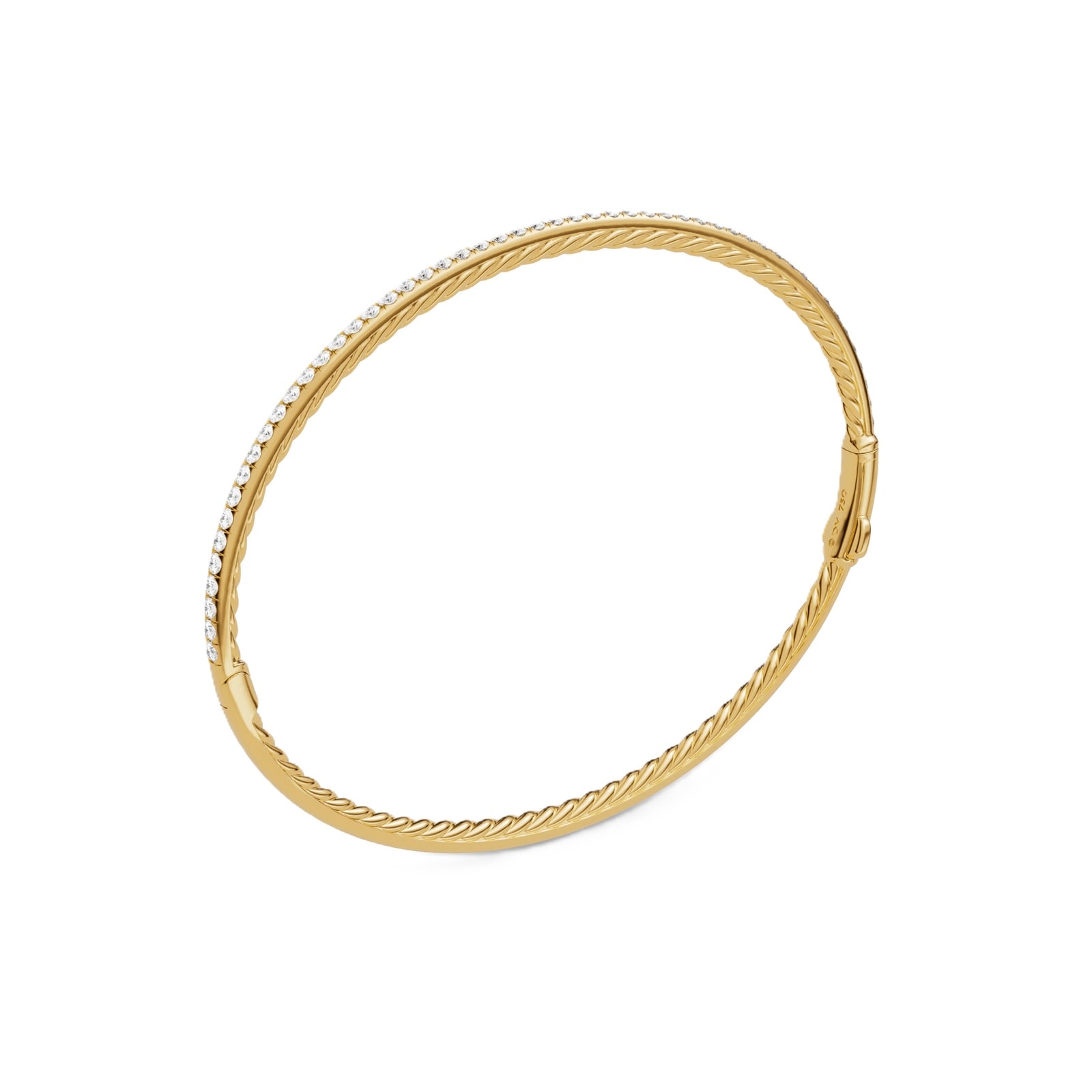 David Yurman Micro Pave Bracelet In 18ct Yellow Gold With Diamonds, 2mm - Size Medium