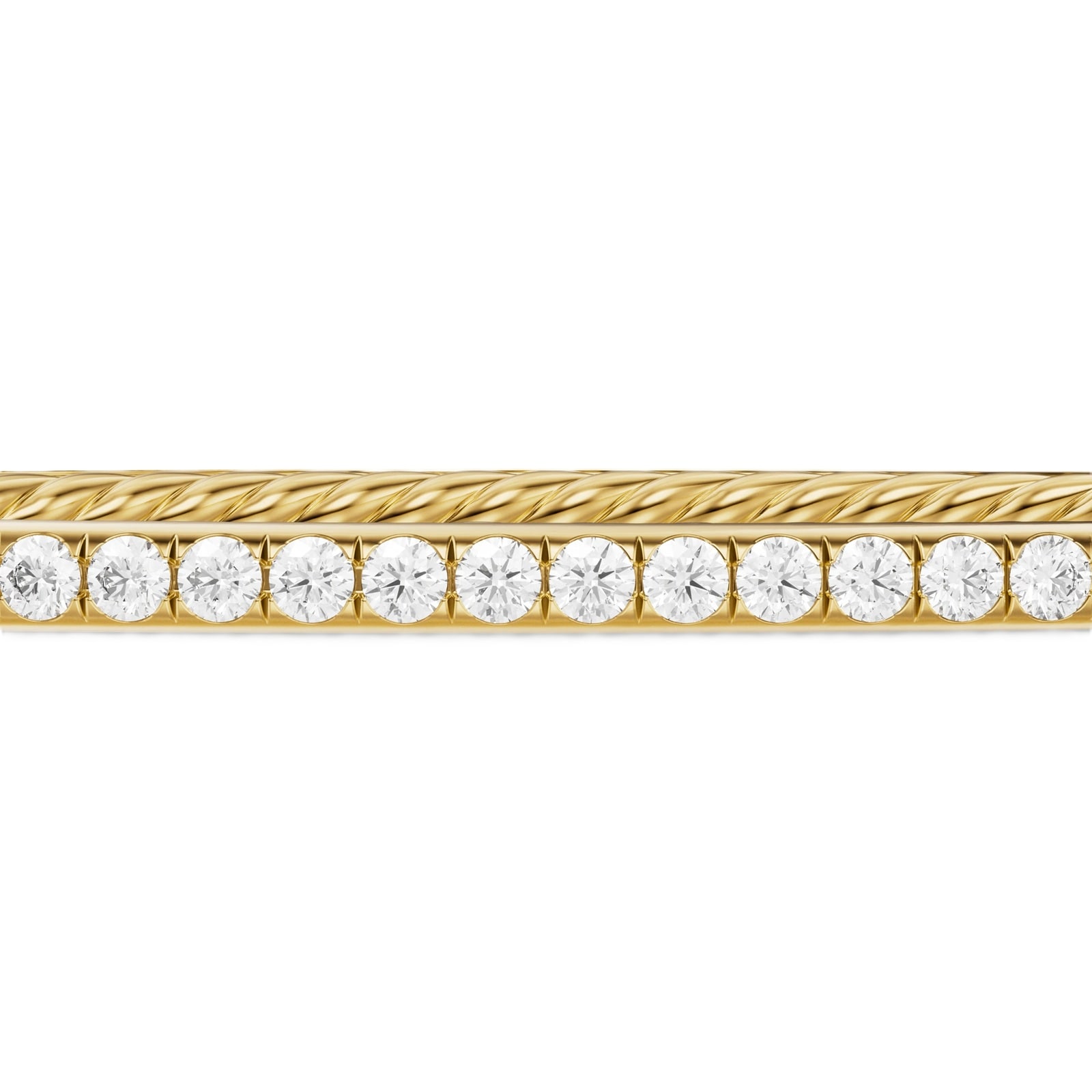 David Yurman Micro Pave Bracelet In 18ct Yellow Gold With Diamonds, 2mm - Size Medium