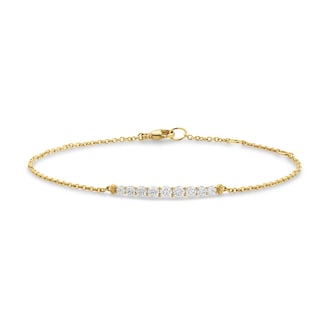 David Yurman Petite Pave Tapered Bar Chain Bracelet In 18ct Yellow Gold With Diamonds, 1.5mm - Size Medium