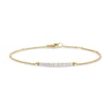 David Yurman Petite Pave Tapered Bar Chain Bracelet In 18ct Yellow Gold With Diamonds, 1.5mm - Size Medium