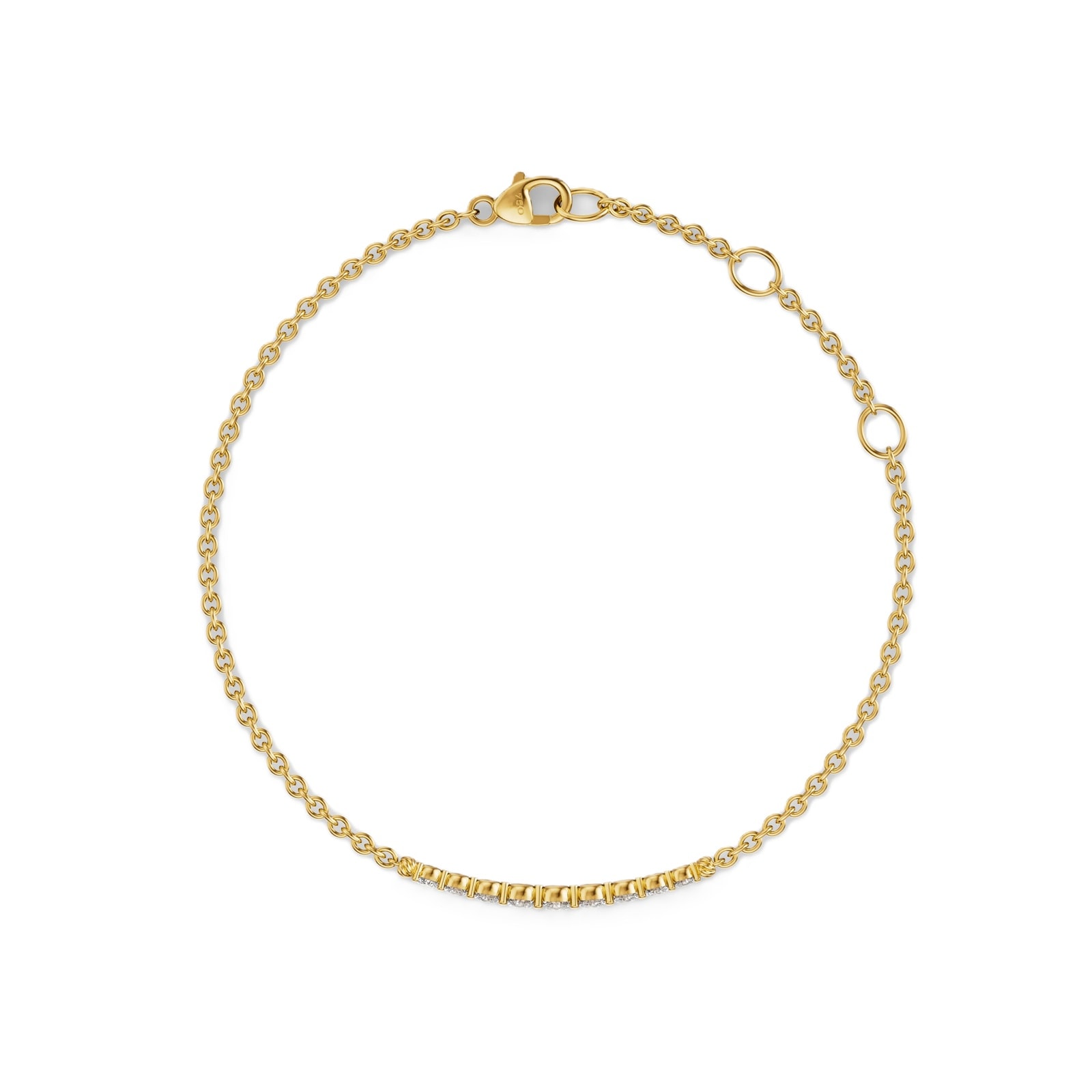 David Yurman Petite Pave Tapered Bar Chain Bracelet In 18ct Yellow Gold With Diamonds, 1.5mm - Size Medium