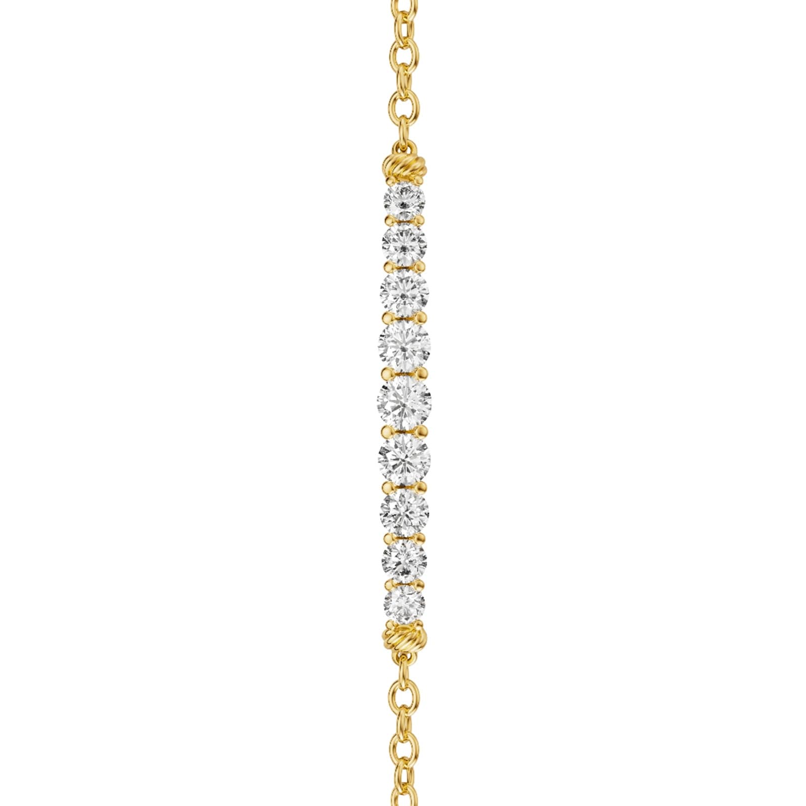 David Yurman Petite Pave Tapered Bar Chain Bracelet In 18ct Yellow Gold With Diamonds, 1.5mm - Size Medium